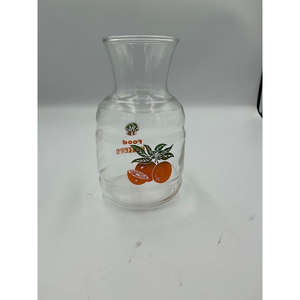 Vintage GE General Electric Food Freezers Glass Juice Carafe Pitcher Orange Logo